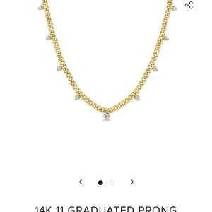 Zoe Chicco 14K 11 GRADUATED PRONG DIAMOND CURB CHAIN NECKLACE + MATCHING EARRING